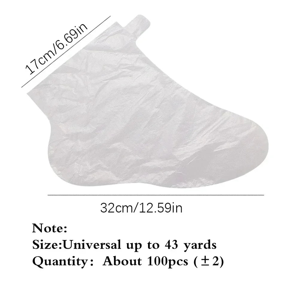 100pcs Disposable Foot Film Cover Lengthened Bag Moisturize Anti-Dry Cracking Film Feet Massage Waterproof Plastic Shoe Covers