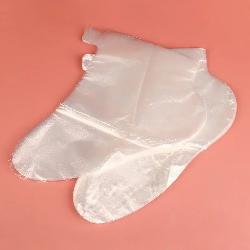 100pcs Disposable Foot Film Cover Lengthened Bag Moisturize Anti-Dry Cracking Film Feet Massage Waterproof Plastic Shoe Covers