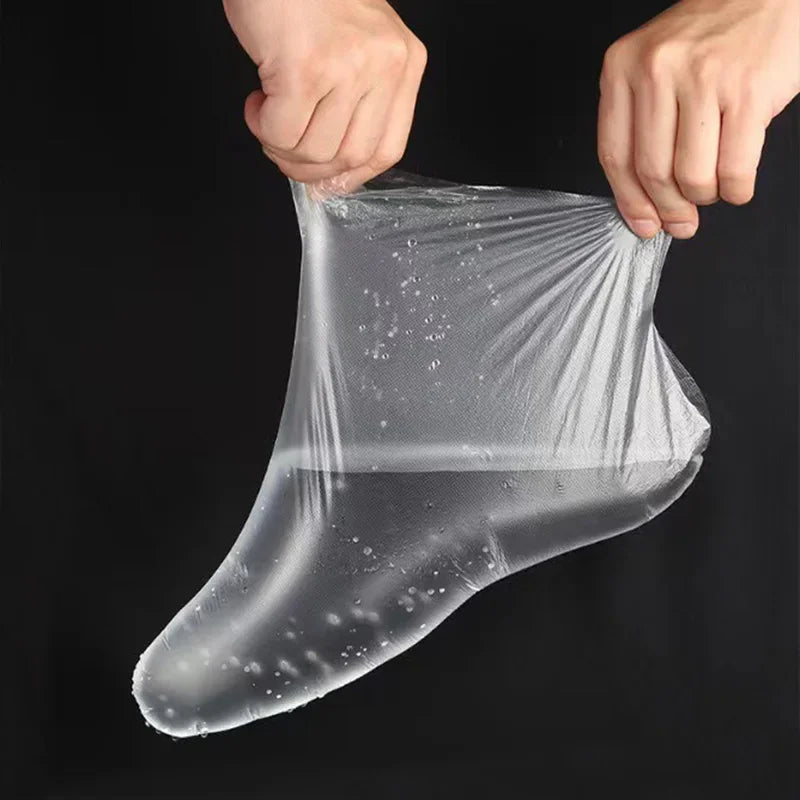 100pcs Disposable Foot Film Cover Lengthened Bag Moisturize Anti-Dry Cracking Film Feet Massage Waterproof Plastic Shoe Covers