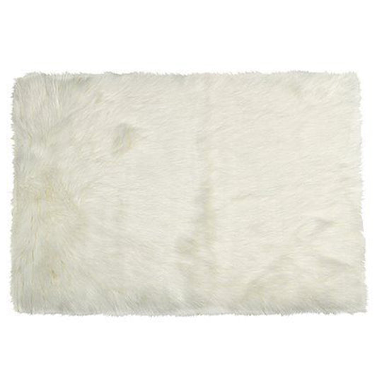 2' X 3' Off White Faux Fur Washable Area Rug-1
