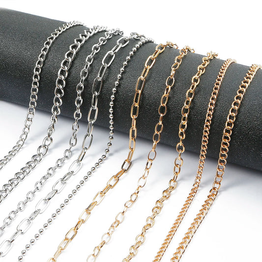 1-5M KC Gold/Rhodium Color Iron Necklace Chain for Jewelry Making Findings DIY Necklace Chains Materials Handmade Connectors
