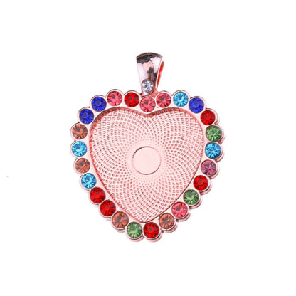 10pc/lot Heart Set With Rhinestones Necklace Pendant Setting Cabochon Cameo Base Tray Bezel Blank DIY Jewelry Making Findings