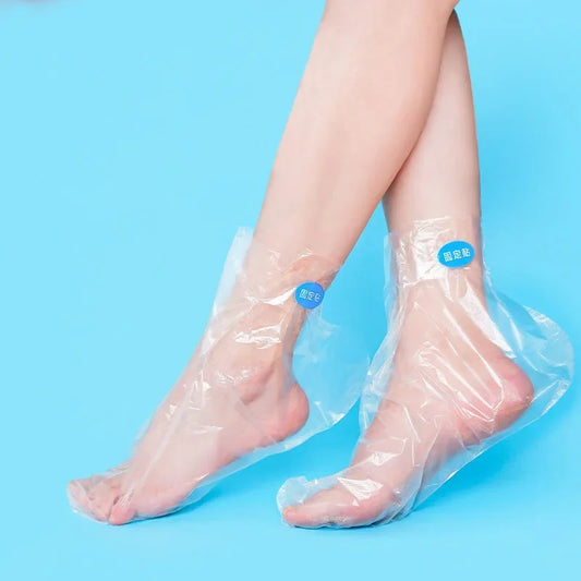 100pcs Disposable Foot Film Cover Lengthened Bag Moisturize Anti-Dry Cracking Film Feet Massage Waterproof Plastic Shoe Covers