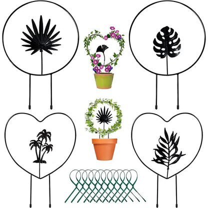 1/4PCS Garden Plant Support Stake Stand Climbing Plants Round Heart Shaped Potted Plant Support Frame Garden Trellis for Yard