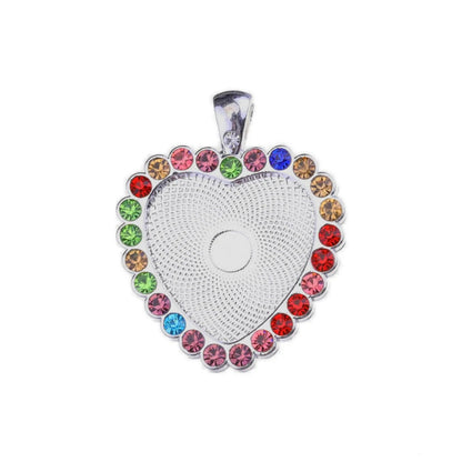 10pc/lot Heart Set With Rhinestones Necklace Pendant Setting Cabochon Cameo Base Tray Bezel Blank DIY Jewelry Making Findings