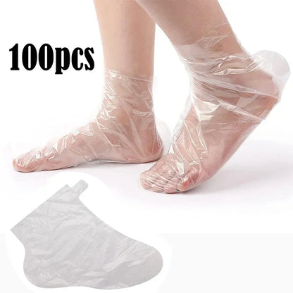 100pcs Disposable Foot Film Cover Lengthened Bag Moisturize Anti-Dry Cracking Film Feet Massage Waterproof Plastic Shoe Covers