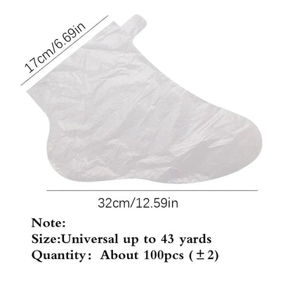 100pcs Disposable Foot Film Cover Lengthened Bag Moisturize Anti-Dry Cracking Film Feet Massage Waterproof Plastic Shoe Covers
