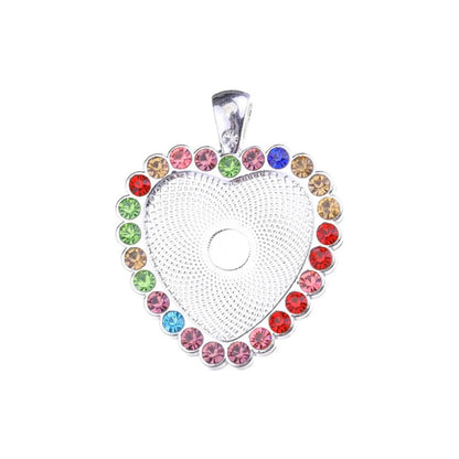 10pc/lot Heart Set With Rhinestones Necklace Pendant Setting Cabochon Cameo Base Tray Bezel Blank DIY Jewelry Making Findings
