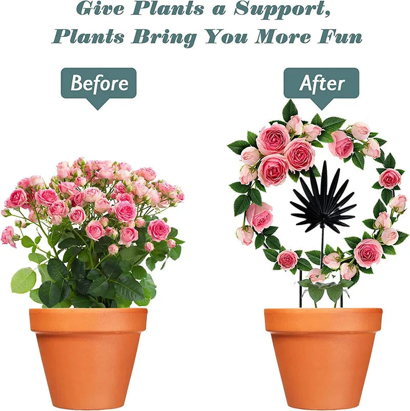 1/4PCS Garden Plant Support Stake Stand Climbing Plants Round Heart Shaped Potted Plant Support Frame Garden Trellis for Yard